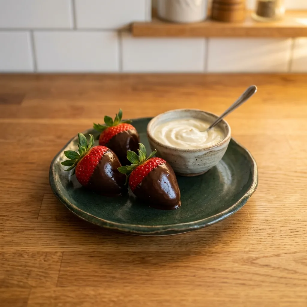 Dark Chocolate Dipped Strawberries with Greek Yogurt